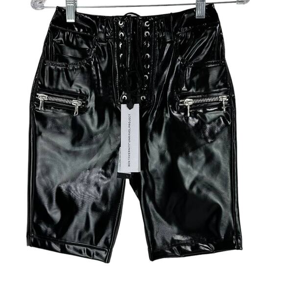 Ben Taverniti Unravel Project Multi Pocket Lace Up Shorts Latex Black Sz 25 NWT - Picture 3 of 11